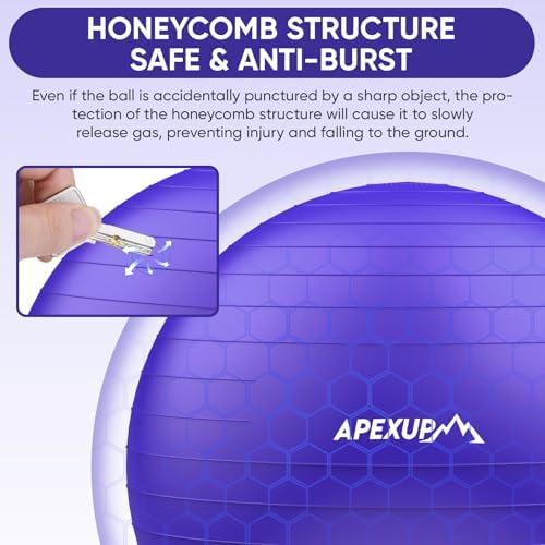 APEXUP Yoga & Pilates Ball - Anti Slip Heavy Duty Gym Ball for Fitness, Balance & Core Workout