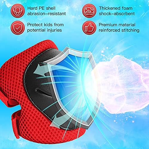 Kids Protective Gear Set Knee Pads for Kids 3-14 Years Toddler Knee and Elbow Pads with Wrist Guards 3 in 1 for Skating Cycling Bike Rollerblading Scooter