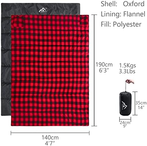 Heated Sleeping Bag pad, Heated Sleeping Bag Liner, 5 Heating Zones, Multi USB Power Supported, Operated by Battery Power Bank or Other USB Power Supply, Compact Bag Included.