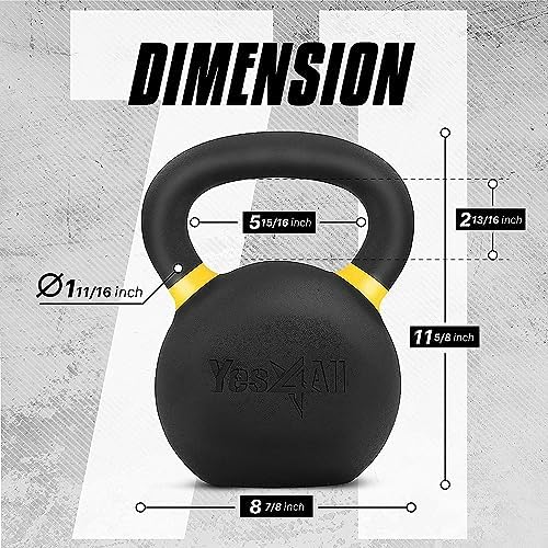 Yes4All Powder Coated Cast Iron Kettlebell Strength Training Kettlebells Weight Set for Full Body Workout, Home Gym
