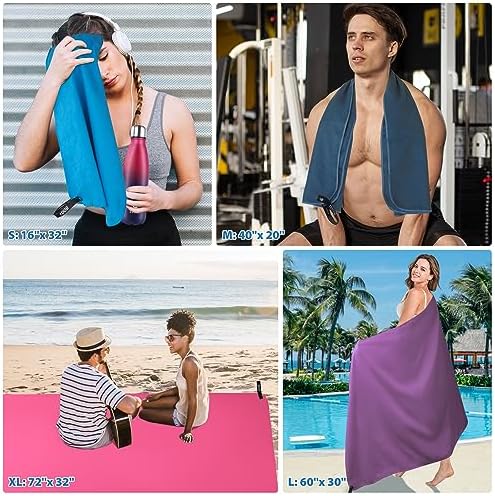 BOGI 4 Pack Microfiber Travel Sports Towel-Quick Dry Towel, Soft Lightweight Microfiber Camping Towel Absorbent Compact Travel Towel for Camping Gym Beach Bath Yoga Swimming Backpacking-4 pcs Medium