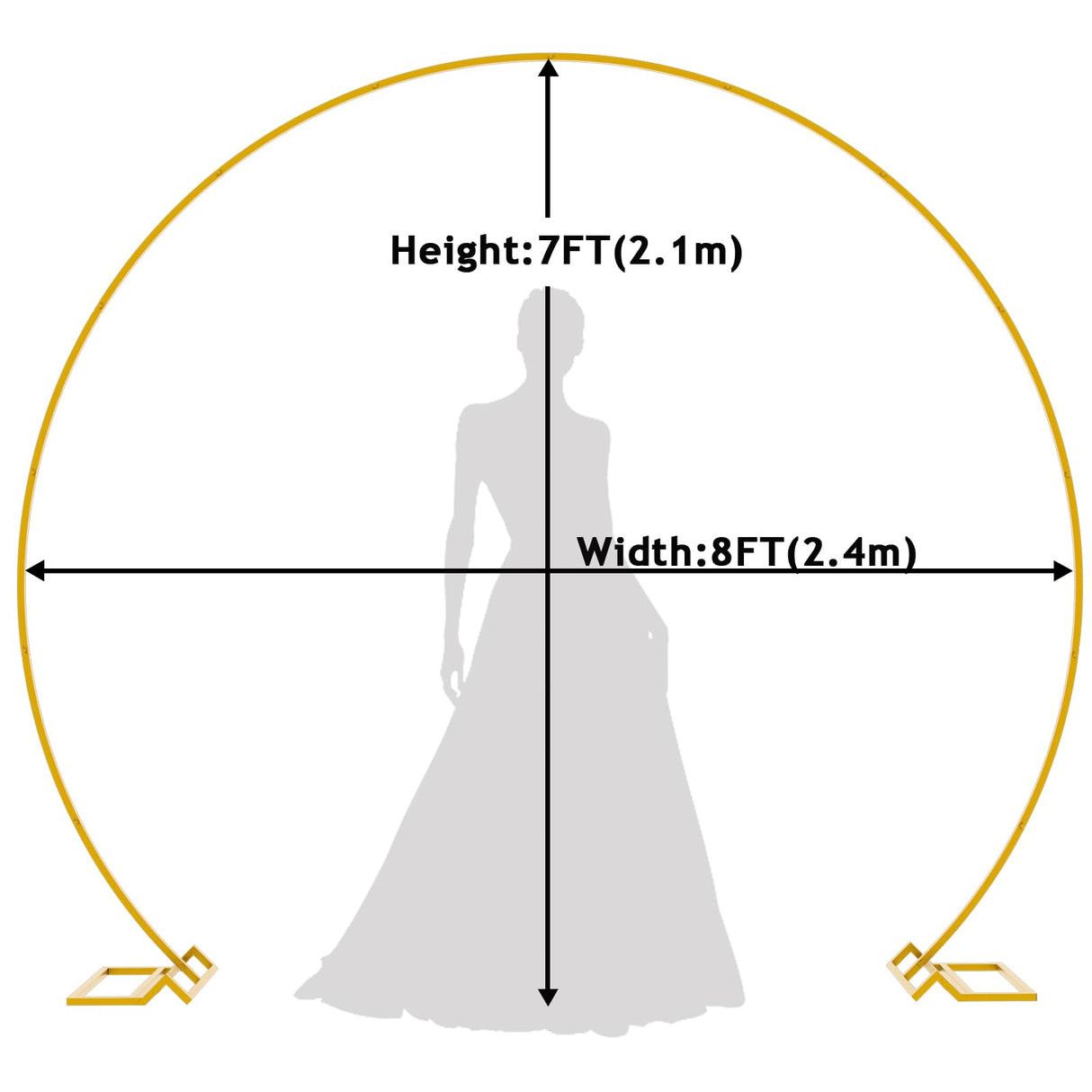 Wokceer Round Backdrop Stand 8FT Gold Wedding Balloon Arch Stand for Party