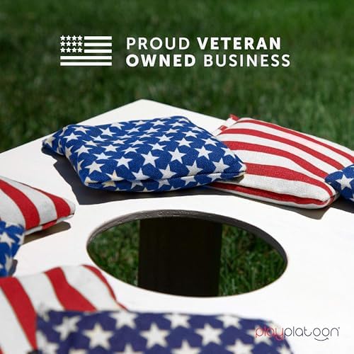 Play Platoon Cornhole Bags Weather Resistant- Set of 8 Regulation Bean Bags for Tossing- Official Professional Size & Weight Corn Hole Bags Two Color All Weather Cornhole Beans Bag Set with Tote Bag
