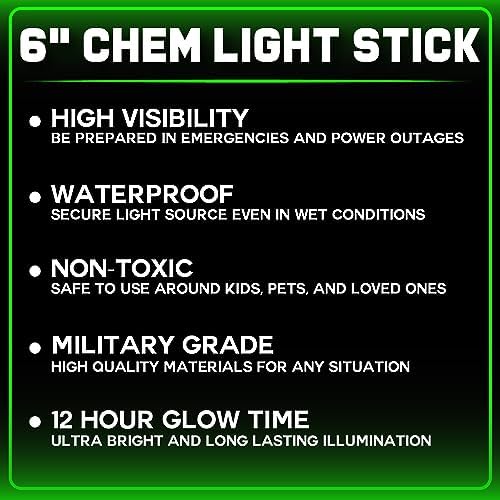 Emergency Glow Sticks - 25 Ultra Bright Military Grade Chem Lights - 12 Hour Bulk Tactical Light Sticks for Survival Gear, Camping, and Power Outages