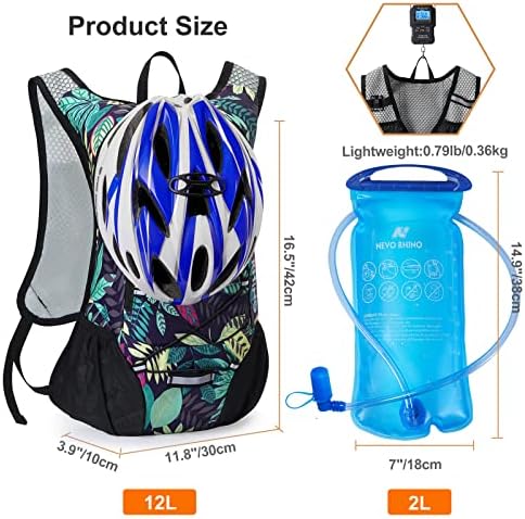 Lightweight Hydration Backpack, Running Backpack with 2L Water Bladder, Hydro Water Daypack for Cycling Hiking Rave for Men Women