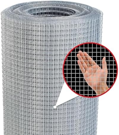 Hardware Cloth,1/2inch 48inx100ft 19 Gauge,Double-Layer Hot-Dip Galvanizing After Welding,Chicken Wire Fence Wire Mesh Fence Poultry Netting Garden Fence Tree Guard Rolls