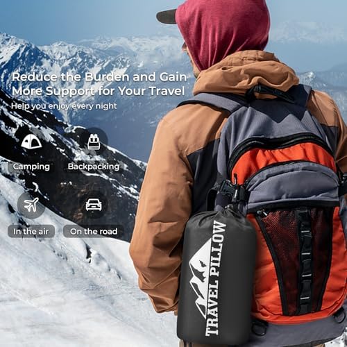Travel Pillow Memory Foam Pillows, Camping Pillow-Compressible Medium Firm, Breathable Cover, Ideal Backpacking Hiking, Bed Pillows, Airplane and Car (Dark Grey, M)