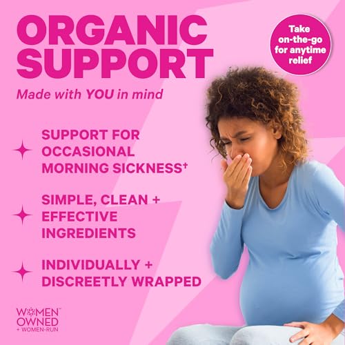 Pink Stork Morning Sickness Sweets, Organic Raspberry Ginger Candy with Vitamin B6 for Support and Occasional Motion Sickness, Pregnancy Must Haves - 30 Wrapped Drops