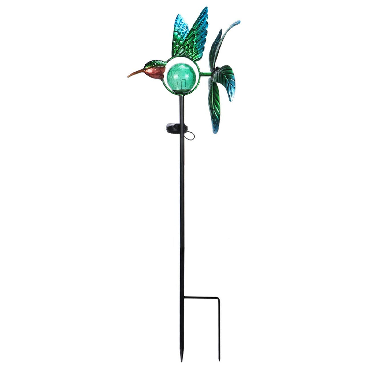 Afirst Solar Hummingbird Wind Spinner, Metal Garden Stake Lights Lawn Decor