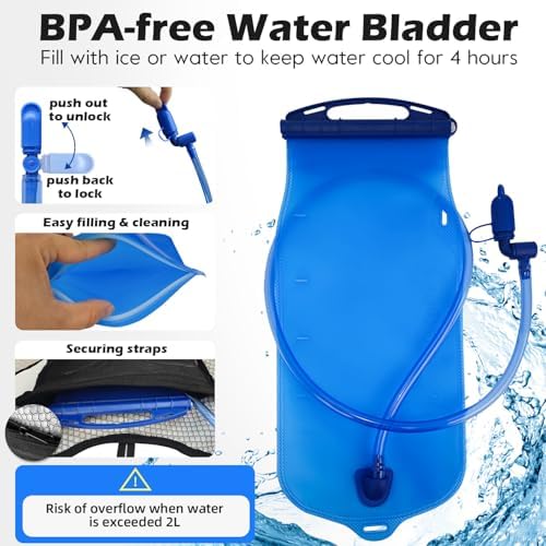 2 Pack Hydration Backpack Pack with 2L Hydration Bladder, TNYSPORT Lightweight Breathable Water Backpack with 3 Layer Pockets, Reinforced Shoulder Straps