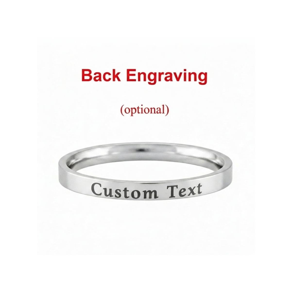 Love Statement Gifts Name Ring - Custom Text Stainless Steel Band Ring, Personalized Gift for Her & Him, for Valentines Day, Anniversary Birthday Graduation Christmas Bridesmaids Wedding