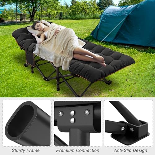 ABORON Oversized XXL Folding Camping Cot W/Mat for Adults, 78" L x 32" W x 18" H, Heavy Duty Outdoor Bed with Carry Bag,1200 D Layer Oxford Travel Camp Cots