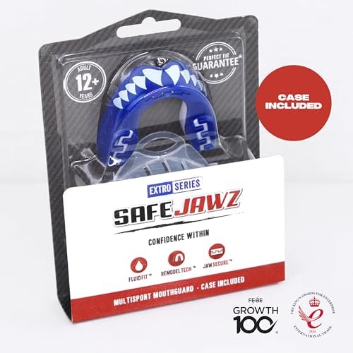 SafeJawz Sports Mouthguard, Dual Layer Premium Mouth Guard with Case for Basketball, Lacrosse, Football, Martial Arts, Hockey, Wrestling, Ice Hockey and All Contact Sports