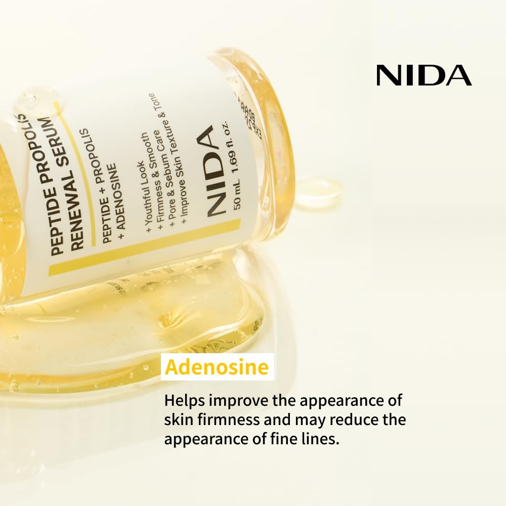 NIDA Peptide Propolis Renewal Serum | Peptide Complex, Propolis Extract, Adenosine | Youthful Look, Wrinkles, Fine Lines, Pore & Sebum Care | 1.69 fl.oz., 50ml (Old)