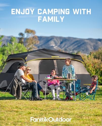 FanttikOutdoor Camping Tent 4/6/8/10 Person Instant Cabin Tent Setup in 60 Seconds with Rainfly & Windproof Portable with Carry Bag for Family Camping & Hiking