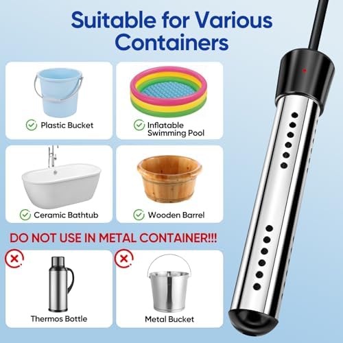 6000mAh Portable Shower for Camping with 2000W Immersion Water Heater – Rechargeable Camp Shower Pump, 4-Mode Filtered Head, LED Display, Outdoor Camping Shower Kit for Travel, Pets & Car Washing