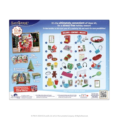 The Elf on the Shelf 24-Day Ultimate Kit – Official Elf Accessories with 70+ Props, Idea Cards, and Backdrops – Easy Elf on The Shelf Ideas for Kids – Christmas Decorations – Scout Elf Not Included.