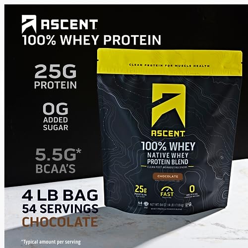 Ascent Native Fuel Whey Protein Powder - Chocolate - 4 lbs
