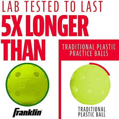 Franklin Sports Indestruct-A-Ball Plastic Batting Practice Baseballs, Softballs + Golf Balls - Training Packs