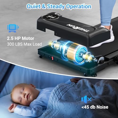 THERUN Walking Pad, 2.5 HP Under Desk, 2 in 1 Foldable for Home, Walking Pad with Handle Bar, 15" Widened Running Belt with Remote Control & LED Touch Screen