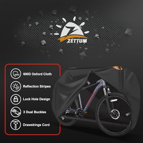 Bike Cover for 1 Bike - Outdoor Bike Cover for Stationary 1 Bike Waterproof & Heavy Duty, 600D Bicycle Cover for Single eBike, Mountain Bike, Road Bike, Hybrid Bike, Beach Cruiser Bike Storage