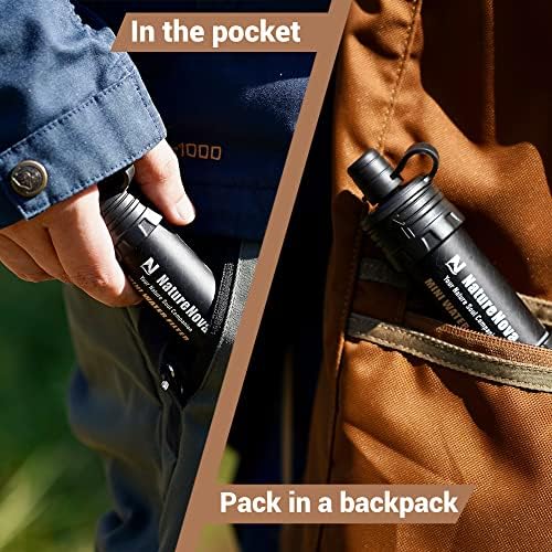 Mini Water Filter NatureNova Portable Emergency Water Filtration System Hiking Camping Straw Survival Gear Emergency Preparedness