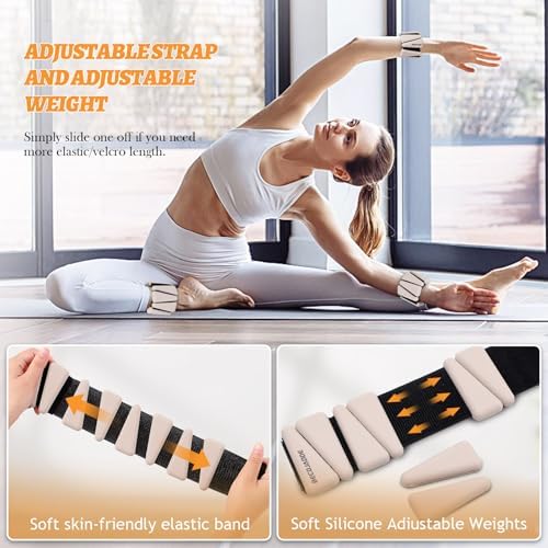 Wrist Ankle Weights Set of 2(1 lb/2 lbs Each) Adjustable Weights Training Intensity for Strength Training Walking Running Yoga Pilates Jogging for Women Men