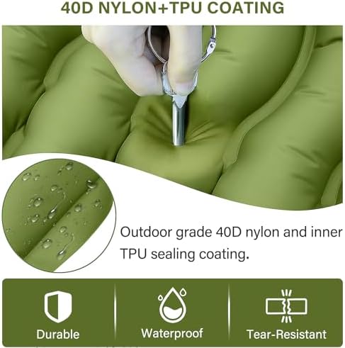 Yuzonc Camping Sleeping Pad, Ultralight Camping Mat with Pillow Built-in Foot Pump Inflatable Sleeping Pads Compact for Camping Backpacking Hiking Traveling Tent