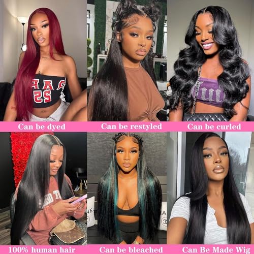 10A Straight Bundles Human Hair 16 18 20 Inch 100% Unprocessed Virgin Brazilian Straight Human Hair Weave 3 Bundles Natural Black Color