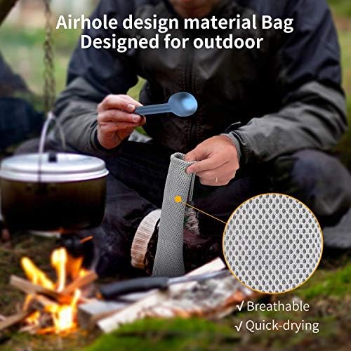 OUTXE Titanium Long Handle Spork and Spoon, 8.7-Inch Camping Set