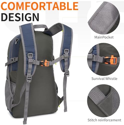 40L Hiking Backpack Lightweight Daypack Waterproof Travel Camping Backpack for Men Women Sport Packable