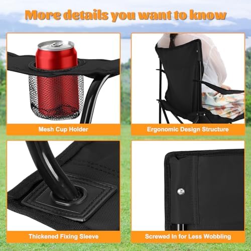 HaSteeL Camping Chairs 4 Pack, Oversized Folding Chair with Cup Holders for Adults, Portable Chair & Carry Bag for Outdoor Backyard, Beach, Lawn, Patio, Picnic, Fishing, Oxford Fabric & Heavy Duty