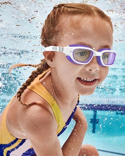 Kids Swim Goggles,Swimming Goggles for Kids 6-14, Anti-Fog UV Protection Pool Glasses for Boys Girls