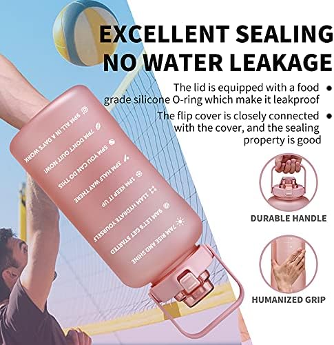 64oz,100oz,128oz Large Motivational Water Bottle with Time Marker, Leakproof & BPA Free Half Gallon Big Water Bottle with Straw Handle Tritan Frosted Water Jug for Gym,Fitness,Outdoor Sports