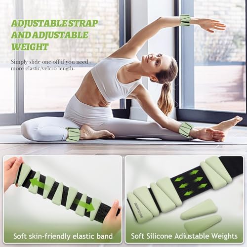 Wrist Ankle Weights Set of 2(1 lb/2 lbs Each) Adjustable Weights Training Intensity for Strength Training Walking Running Yoga Pilates Jogging for Women Men