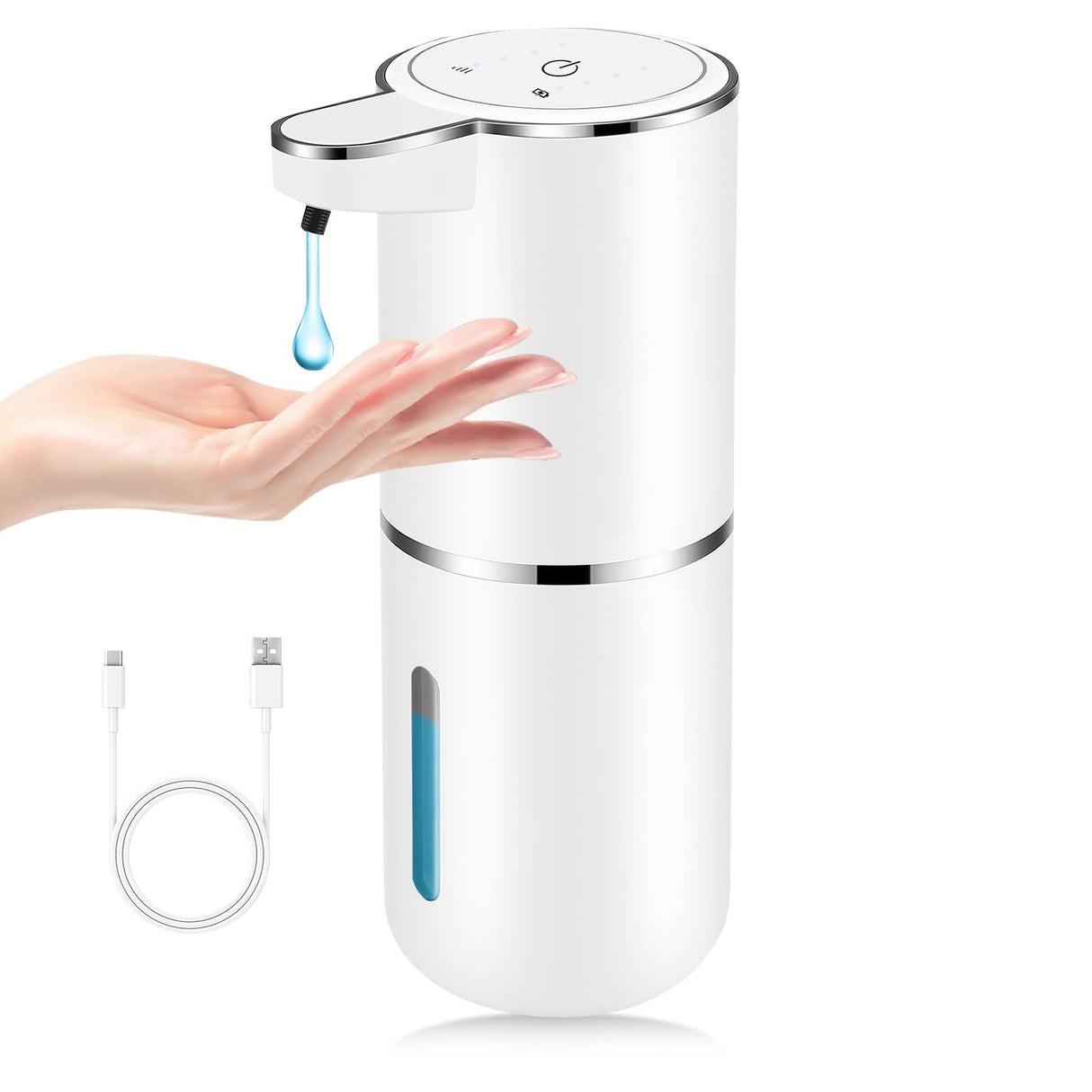 Automatic Soap Dispenser Touchless,Liquid Soap Dispenser with 4 Adjustable Levels,12.8oz USB Rechargeable and Wall Mounted,Smart Hand Soap Dispenser for Bathroom,Kitchen Sink,Dish Soap