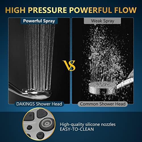 6 Spray Modes High Pressure Handheld Showerhead Set Upgraded 5 Inches Shower Head with Handheld Spray Premium Chrome Handheld Shower Head 60 Inches Stainless Steel Hose-1-Min Install