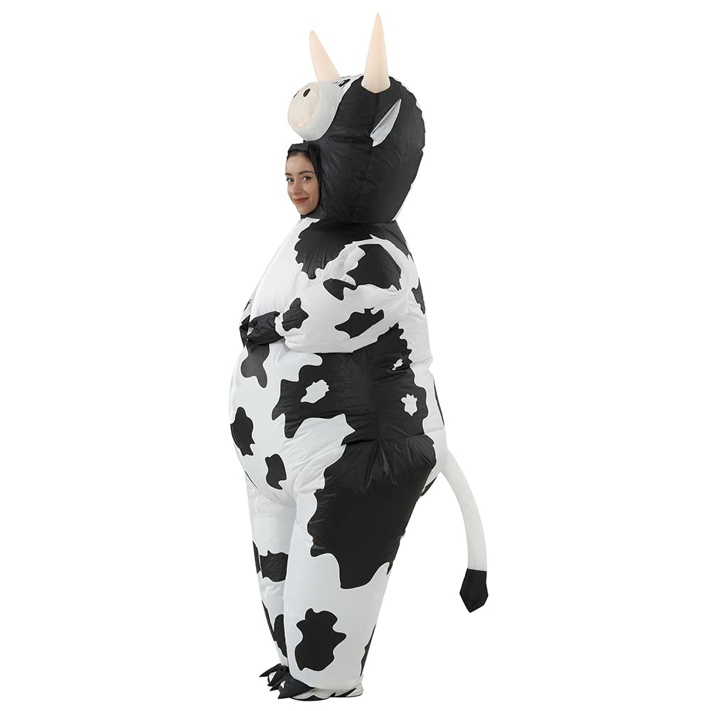 RHYTHMARTS Inflatable Costume Cow Costumes Fancy Dress Cosplay Blow Up Jumpsuit Christmas Halloween Costumes for Adult