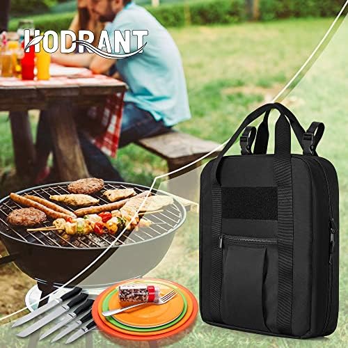 Hanging Camp Utensil Organizer with Towel Paper Holder, Portable Camping Kitchen Cookware Bag for Knives, Forks, Spoons & More, Outdoor Cooking Tools Storage Box for Travel & Hiking, Bag Only
