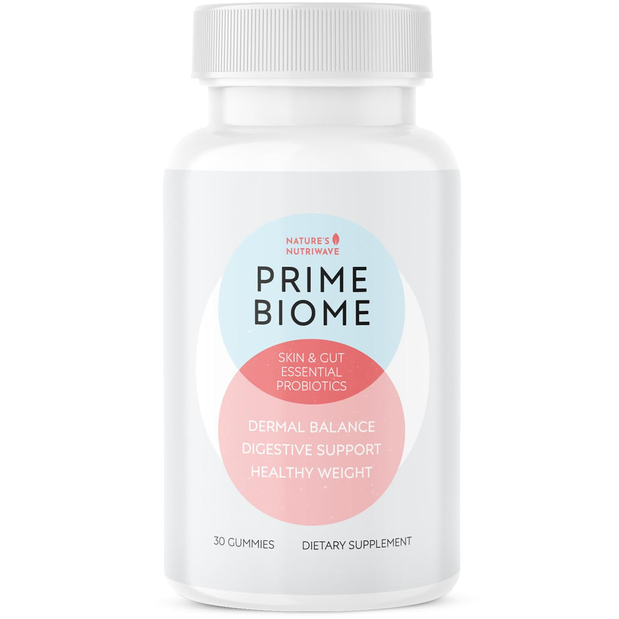 Nature’s NutriWave PrimeBiome Probiotic Gummies – Plant-Based Blend with Inulin, Lion’s Mane, Ginger & More– Non-GMO, No Stimulants, GMP Certified – 30 Gummies, 1 Month Supply