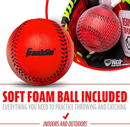 Franklin Sports Youth Teeball Glove - 9.0 Inch Neo-Grip Synthetic Leather Fielding Glove - Left & Right Handed Ready To Play with Ball