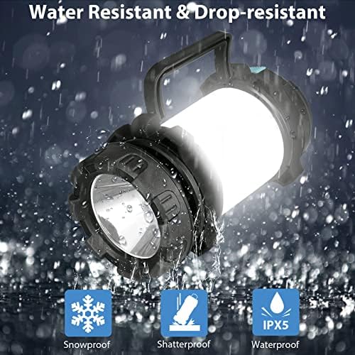 2 Pack Camping Lantern, Outdoor LED Camping Light, Rechargeable Flashlights with 1000LM, 6 Modes, 4000mAh Power Bank, IPX5 Waterproof Portable Emergency Camp Light for Hurricane Survival - Black