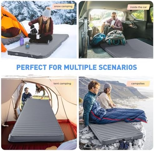 Elegear Air & Foam Camping Sleeping Pad, HexaFoam Camping Mattress Pad with Built-in Foot Pump Memory Foam Camp Pad 4-Season Camp Sleeping Mat for Travel/Car/Tent