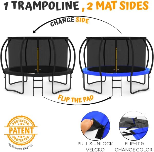 JUMPZYLLA Trampoline Outdoor 8FT 10FT 12FT 14FT 15FT 16FT with Enclosure and Ladder, ASTM Approved Recreational Trampoline for Kids and Adults, Anti-Rust Coated Frame