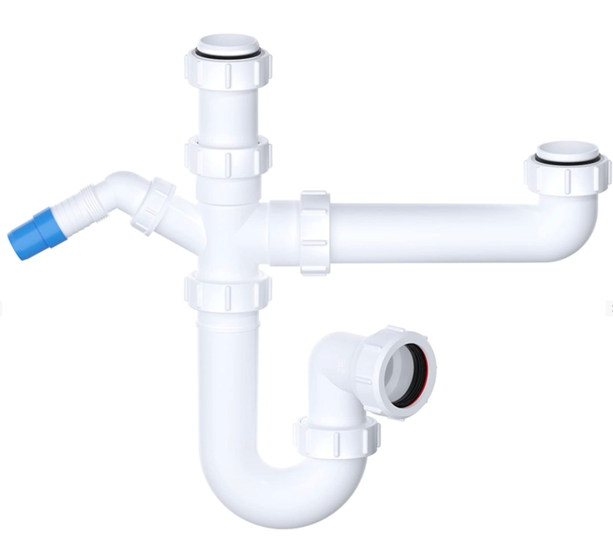 Bowl & Half Kitchen Sink Waste Trap Standard Kit Set - 40mm Standard Waste Pipe Connection