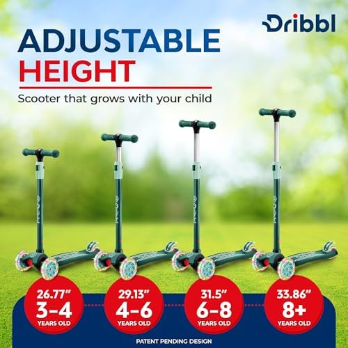 3-Wheel Kids Scooter - Lean-to-Steer Technology, Adjustable Height Handlebar, Wide Anti-Slip Deck, Scooter for Boys & Girls Ages 3+, Child Safety Approved, Support Riders Up to 165 lbs, Aqua