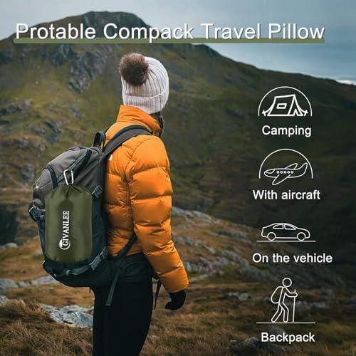 Camping Pillow for Sleeping 2 Pack,Small Travel Pillow,Shredded Memory Foam Pillow Packable with Storage Bag,Soft Cover,Portable Small Pillow for Camp Backpacking Hiking Gear&Accessories