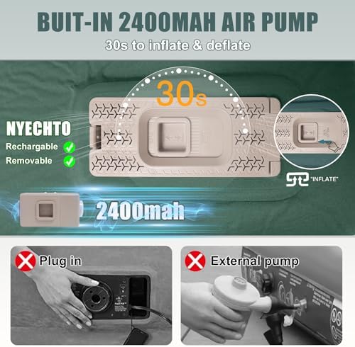 Self Inflating Sleeping Pad with Electric Pump, 3.14" Ultra-Thick Memory Foam Sleeping Mats for Camping,Easy Inflate&Deflate,9.5 R-Value Insulated Camping Mattress Pad with Pillow for Car Travel Tent