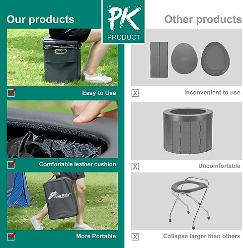 Upgrade XL Portable Toilet for Adults, Extra Large Portable Travel Floding Toilet, Camping Tall Toilets with Lid for Adults and Kids Compact Potty for Car,Hiking,Beach and Camping