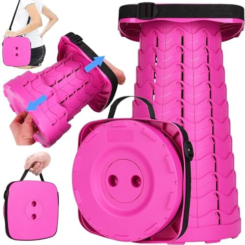 Fishboy Upgraded Square Collapsible Stool, 400lbs Max Weight, Lightweight But Sturdy, Portable Retractable Folding Telescoping Foldable Camping Stool for Adults Outdoor Fishing Hiking Travel BBQ